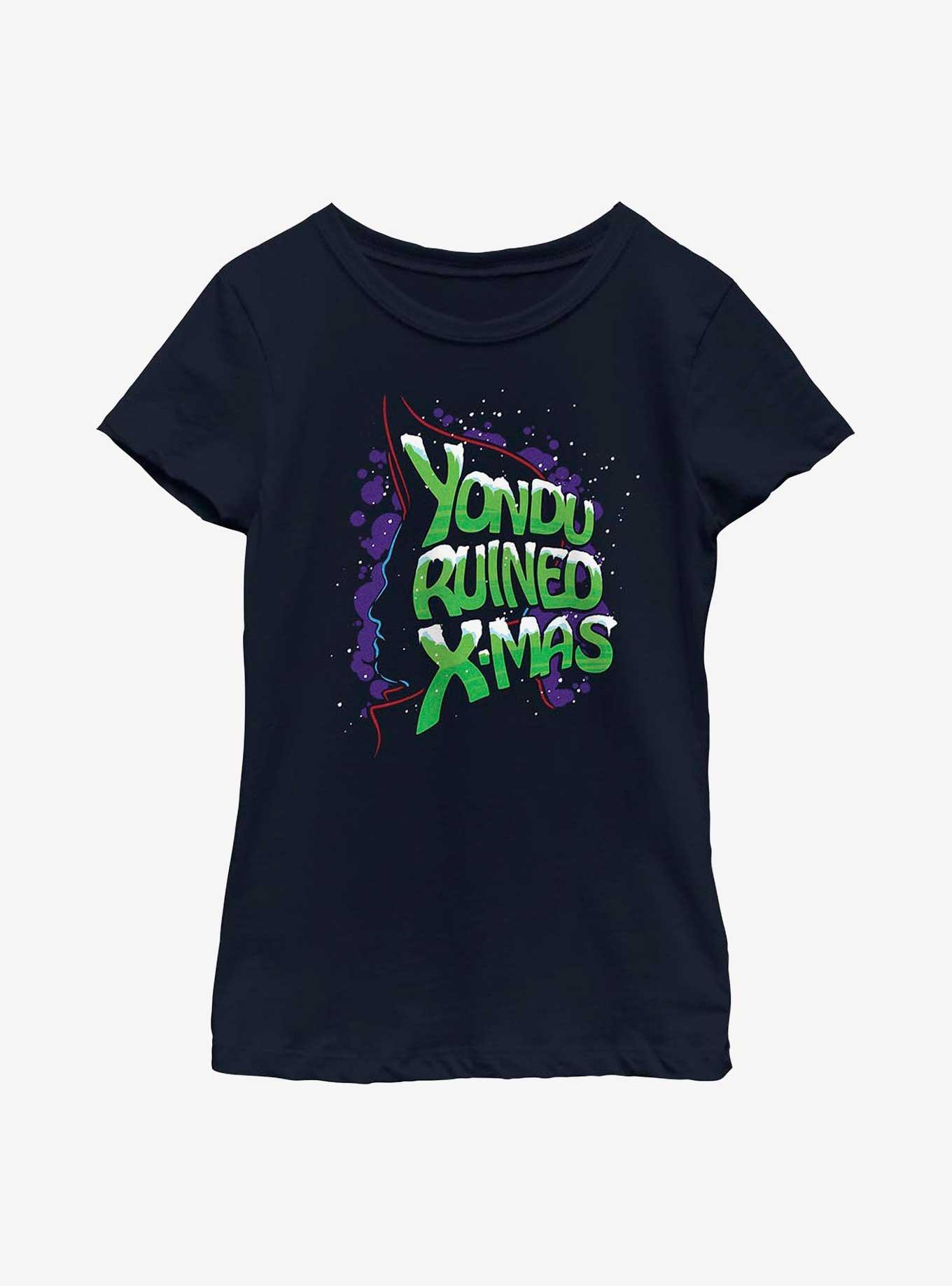 Marvel Guardians of the Galaxy Holiday Special Yondu Ruined Christmas Youth Girls T-Shirt, NAVY, hi-res