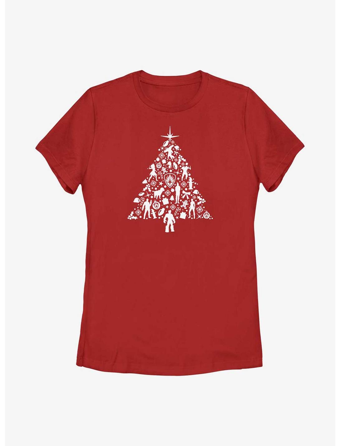 Marvel Guardians of the Galaxy Holiday Special Holiday Tree Womens T-Shirt, RED, hi-res