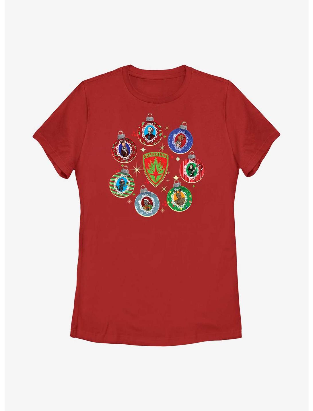 Marvel Guardians of the Galaxy Holiday Special Holiday Ornaments Womens T-Shirt, RED, hi-res