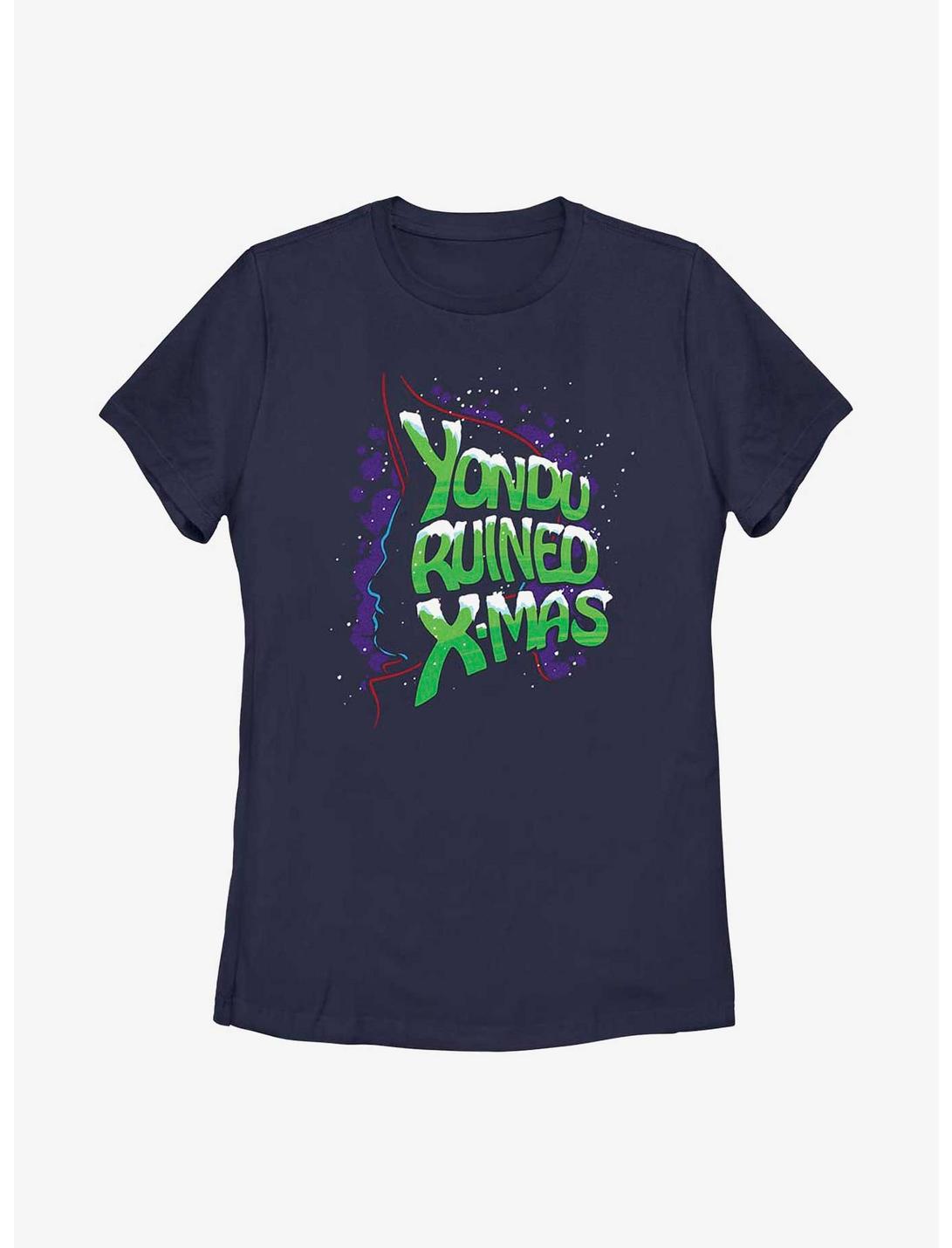 Marvel Guardians of the Galaxy Holiday Special Yondu Ruined Christmas Womens T-Shirt, NAVY, hi-res