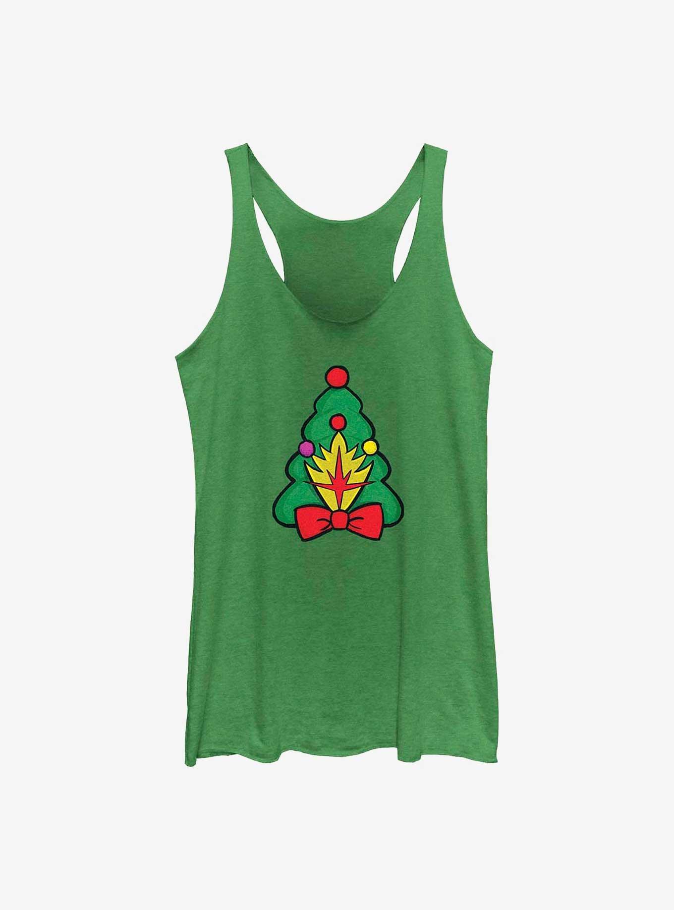 Marvel Guardians of the Galaxy Holiday Special Christmas Tree Badge Womens Tank Top, ENVY, hi-res view 1