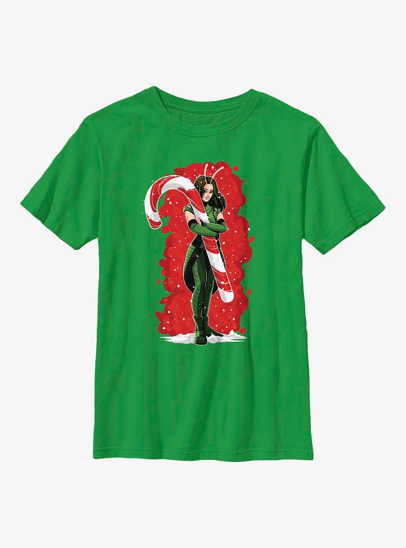 Marvel Guardians of the Galaxy Holiday Special Mantis Candy Cane Hug Youth T-Shirt, KELLY, hi-res