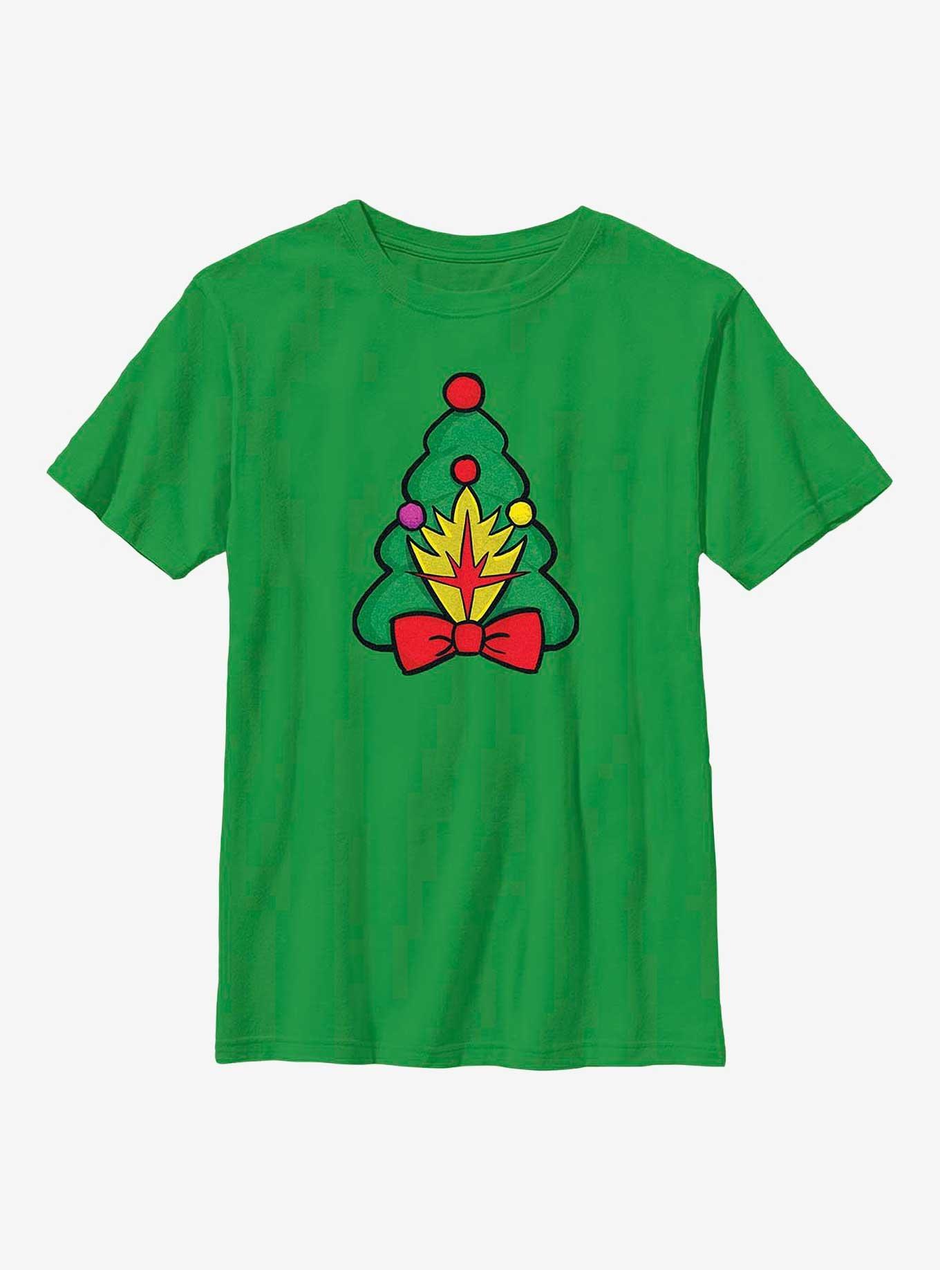 Marvel Guardians of the Galaxy Holiday Special Christmas Tree Badge Youth T-Shirt, KELLY, hi-res