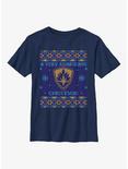 Marvel Guardians of the Galaxy Holiday Special Ugly Christmas Sweater Youth T-Shirt, NAVY, hi-res