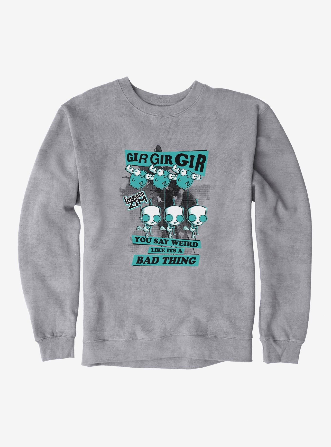 Invader Zim Weird Like It's A Bad Thing Sweatshirt, HEATHER GREY, hi-res