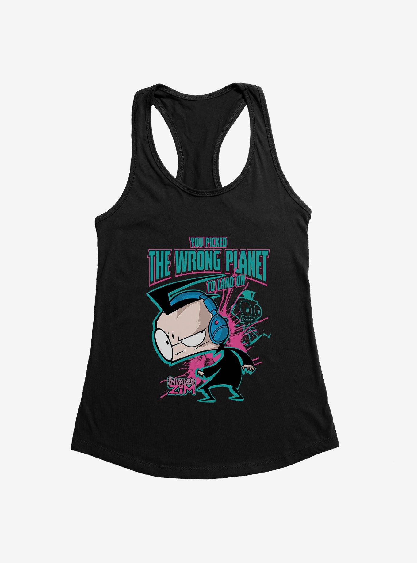 Invader Zim Dib Wrong Planet To Land On Girls Tank Top, BLACK, hi-res