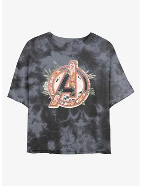 Marvel Avengers Logo Floral Womens Tie-Dye Crop T-Shirt, , hi-res