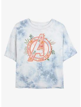 Marvel Avengers Logo Floral Womens Tie-Dye Crop T-Shirt, , hi-res