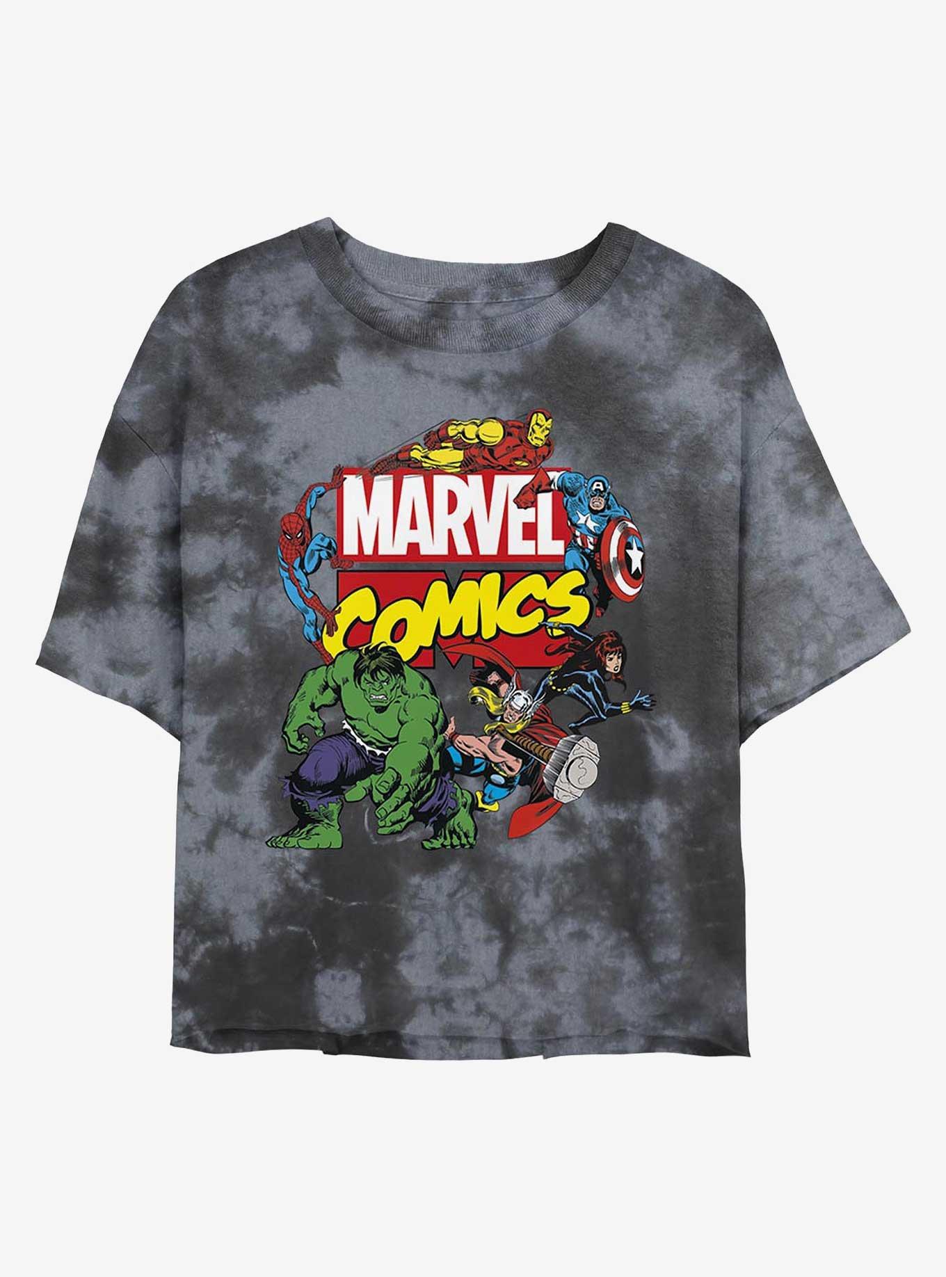 Marvel Avengers Comics Classic Womens Tie-Dye Crop T-Shirt, , hi-res
