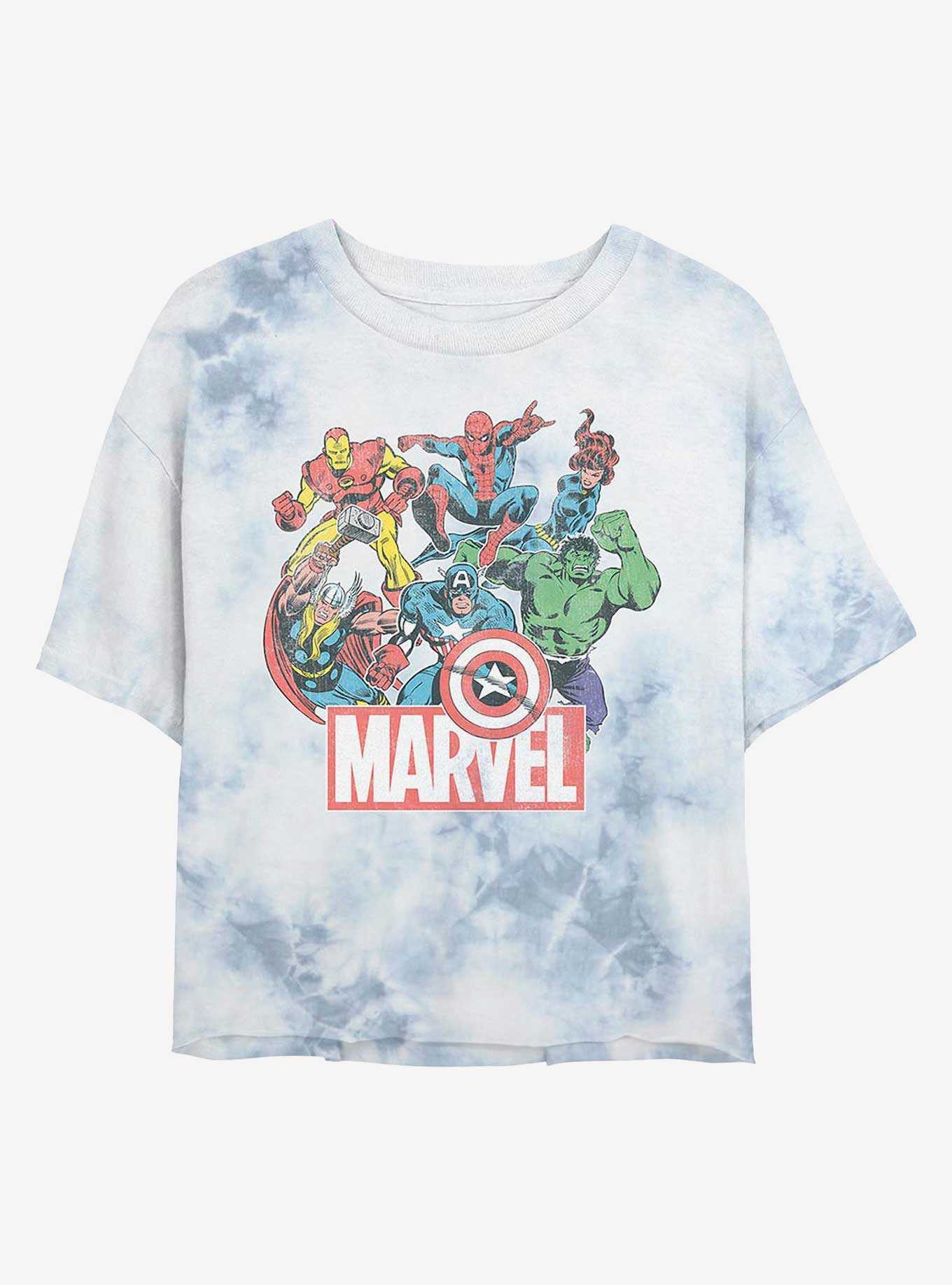 Marvel Avengers Heroes Of Today Womens Tie-Dye Crop T-Shirt, , hi-res