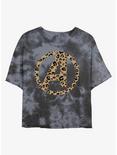 Marvel Avengers Logo Leopard Fill Womens Tie-Dye Crop T-Shirt, BLKCHAR, hi-res
