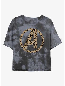 Plus Size Marvel Avengers Logo Leopard Fill Womens Tie-Dye Crop T-Shirt, , hi-res