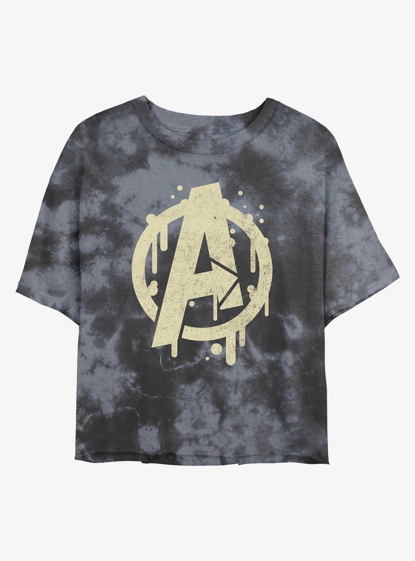 Marvel Avengers Logo Paint Drip Womens Tie-Dye Crop T-Shirt, , hi-res