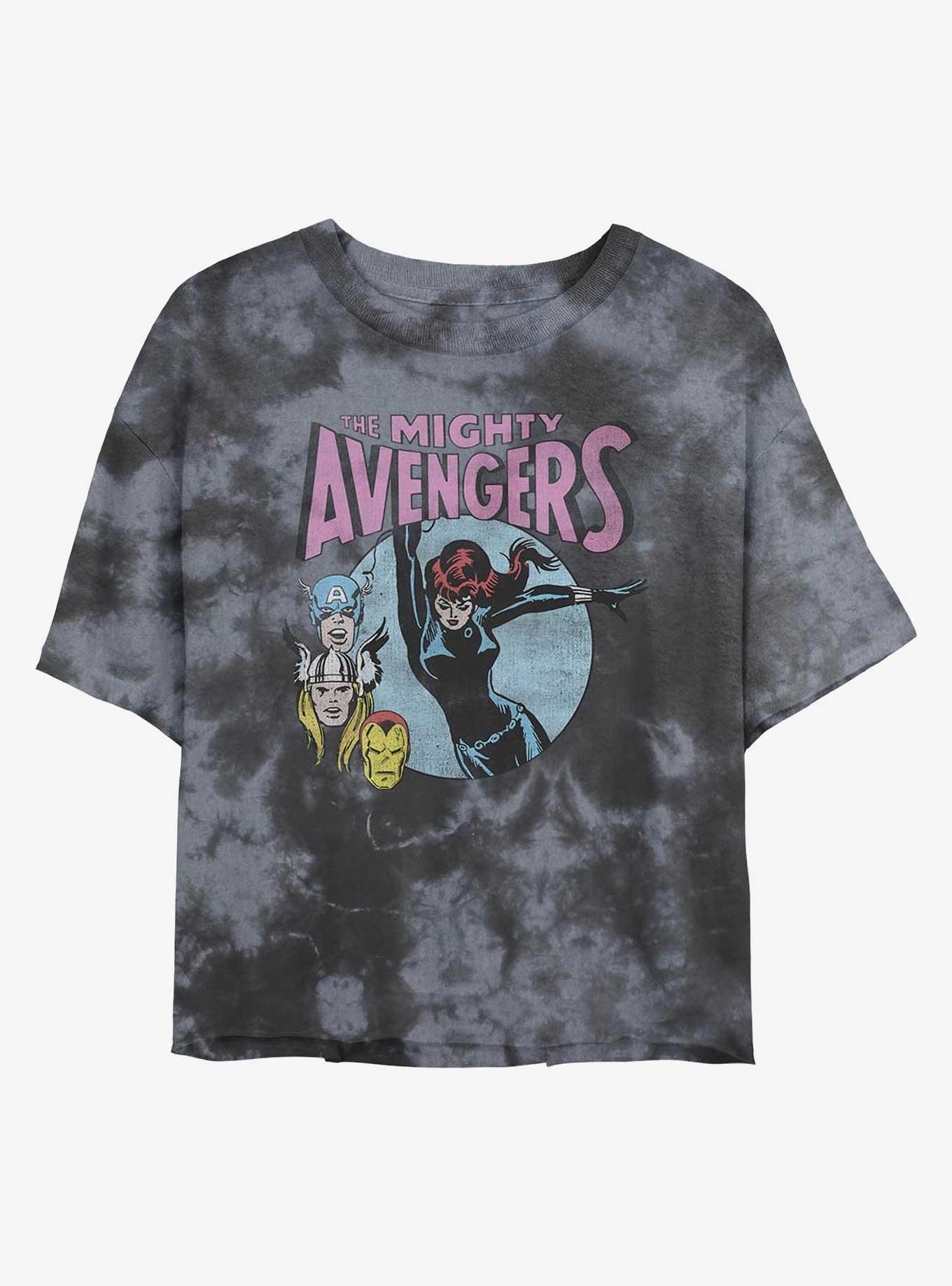 Marvel Avengers Retro Mighty Heroes Womens Tie-Dye Crop T-Shirt, , hi-res