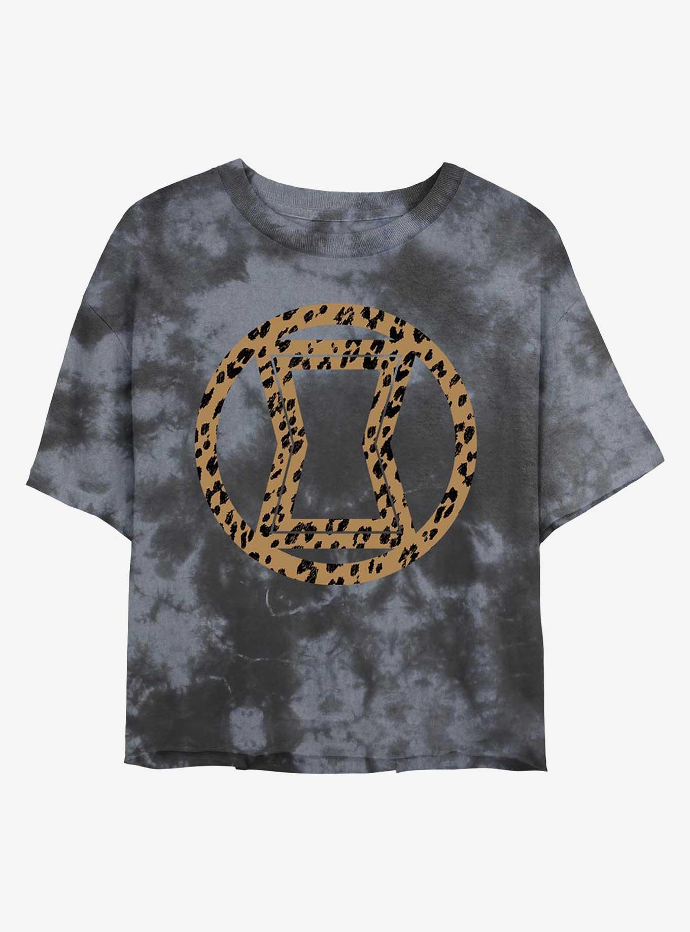Marvel Black Widow Icon Leopard Fill Womens Tie-Dye Crop T-Shirt, , hi-res