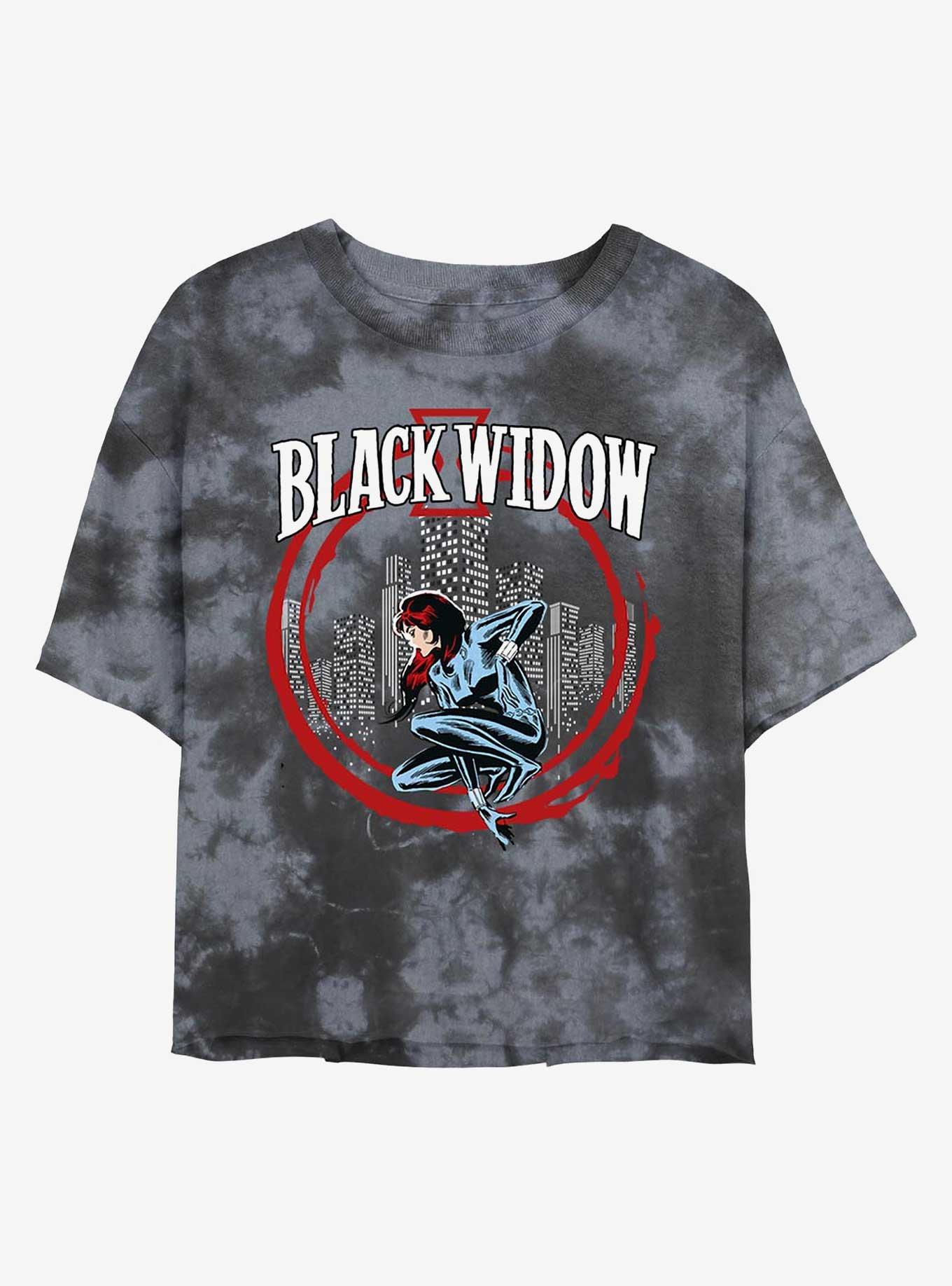 Marvel Black Widow City Circle Womens Tie-Dye Crop T-Shirt, , hi-res