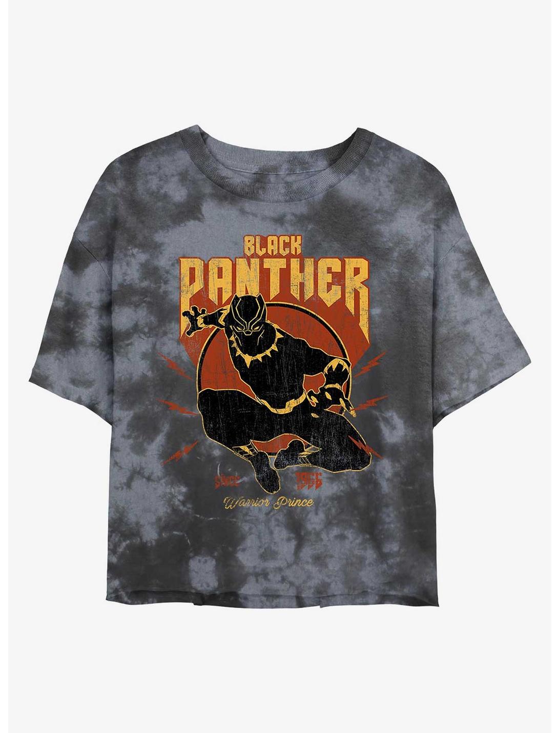 Marvel Black Panther Warrior Prince Womens Tie-Dye Crop T-Shirt, BLKCHAR, hi-res