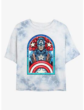 Marvel Captain America Stained Glass Womens Tie-Dye Crop T-Shirt, , hi-res