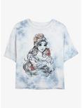 Disney Beauty And The Beast Outline Beauty Womens Tie-Dye Crop T-Shirt, WHITEBLUE, hi-res