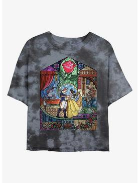 Disney Beauty And The Beast Stained Glass Womens Tie-Dye Crop T-Shirt, , hi-res
