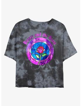 Disney Beauty And The Beast Glass Rose Womens Tie-Dye Crop T-Shirt, , hi-res