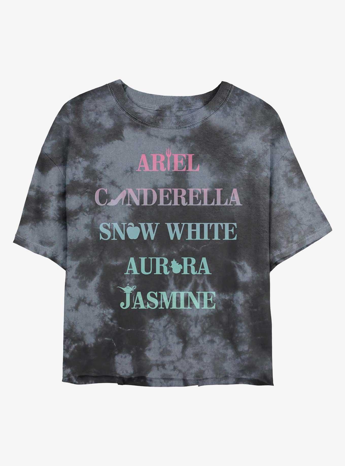 Disney Princesses Name Icons Womens Tie-Dye Crop T-Shirt, , hi-res