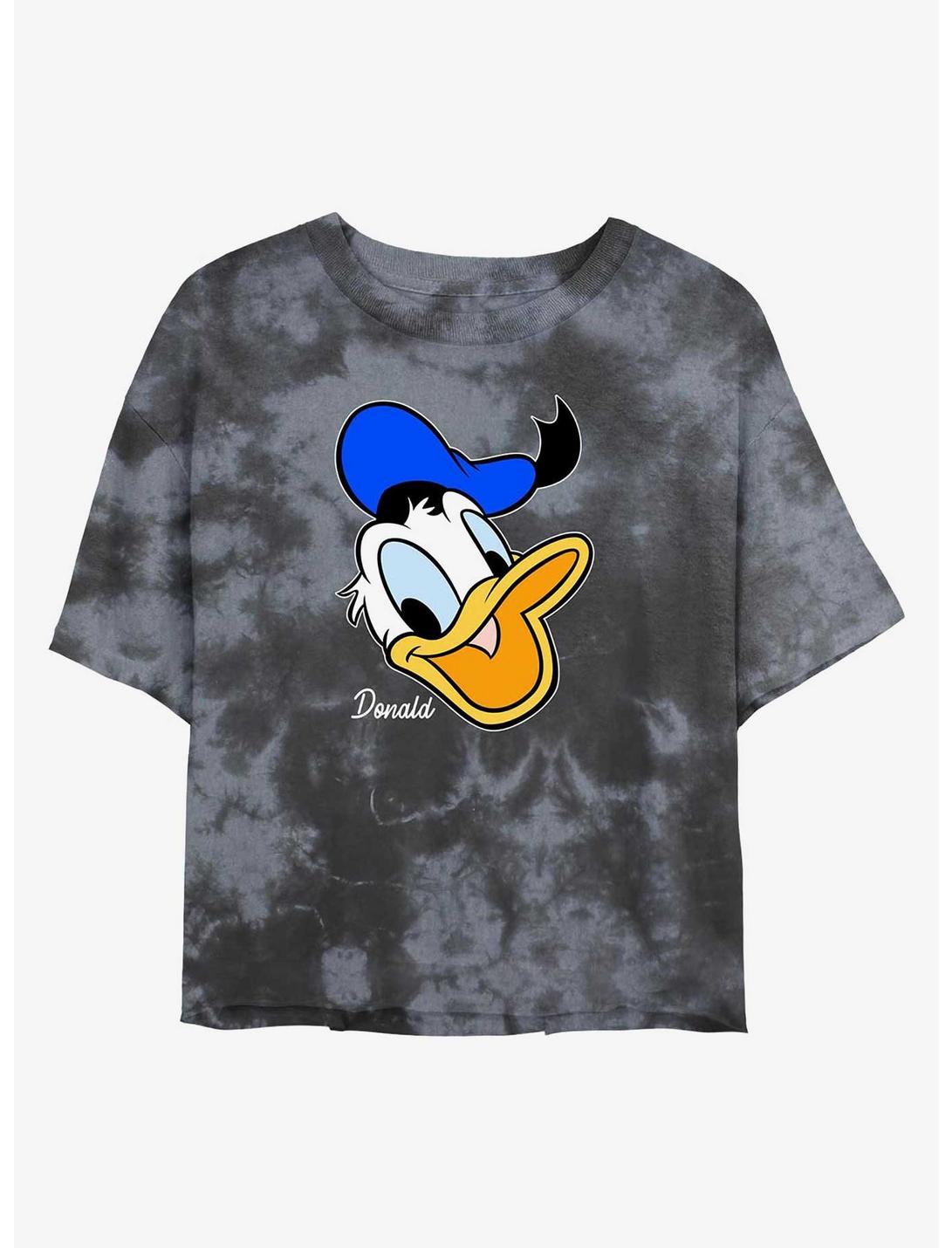 Disney Donald Duck Big Face Womens Tie-Dye Crop T-Shirt, BLKCHAR, hi-res