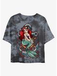 Disney The Little Mermaid Anchor Womens Tie-Dye Crop T-Shirt, BLKCHAR, hi-res