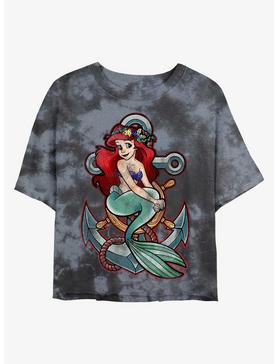Plus Size Disney The Little Mermaid Anchor Womens Tie-Dye Crop T-Shirt, , hi-res