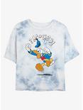 Disney Donald Duck Angry Jump Womens Tie-Dye Crop T-Shirt, WHITEBLUE, hi-res