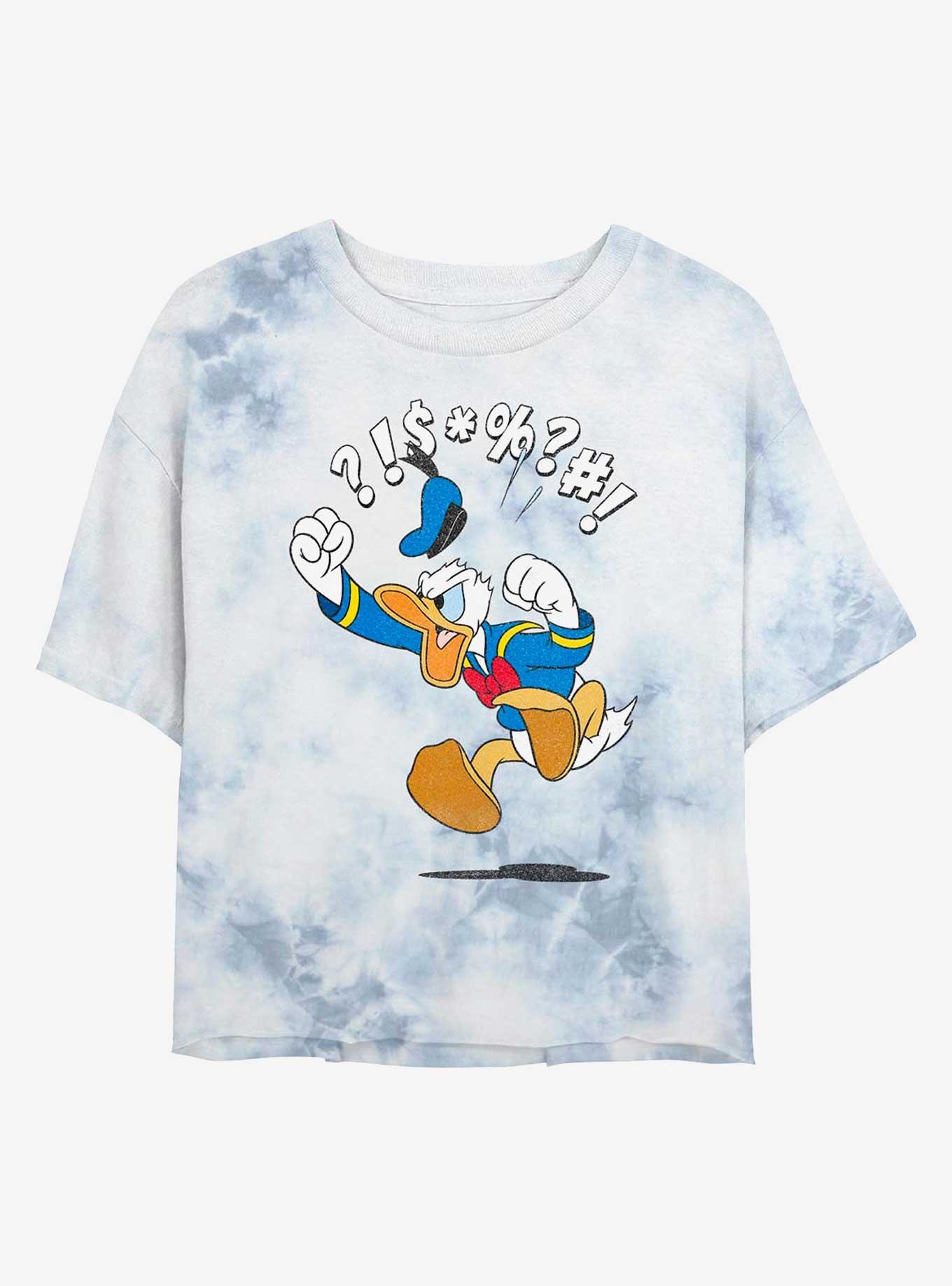 Disney Donald Duck Angry Jump Womens Tie-Dye Crop T-Shirt, , hi-res