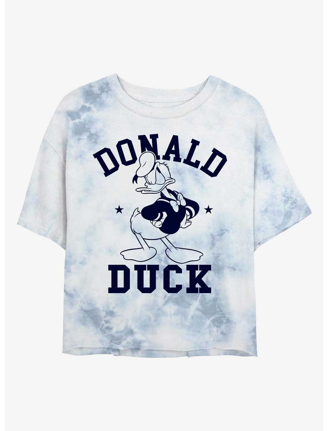 Disney Donald Duck Collegiate Womens Tie-Dye Crop T-Shirt, WHITEBLUE, hi-res