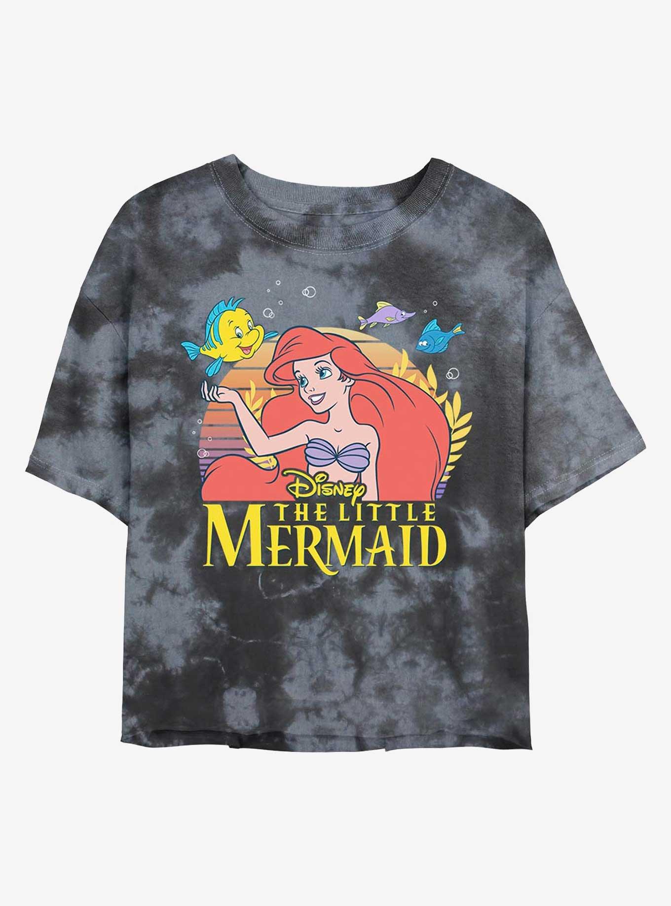 Disney The Little Mermaid Title Womens Tie-Dye Crop T-Shirt, , hi-res