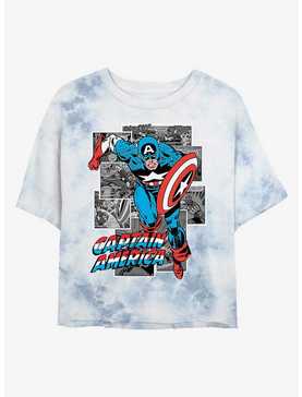 Marvel Captain America Comic Womens Tie-Dye Crop T-Shirt, , hi-res