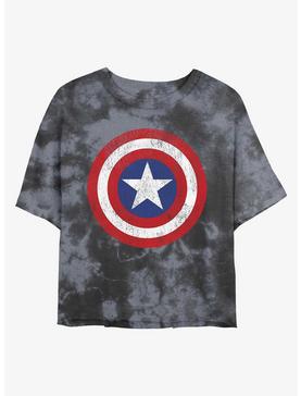 Marvel Captain America Distressed Shield Womens Tie-Dye Crop T-Shirt, , hi-res
