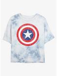 Marvel Captain America Distressed Shield Womens Tie-Dye Crop T-Shirt, WHITEBLUE, hi-res