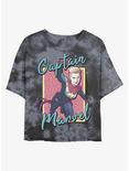 Marvel Captain Marvel Retro Womens Tie-Dye Crop T-Shirt, BLKCHAR, hi-res