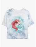 Disney The Little Mermaid Under The Sea Womens Tie-Dye Crop T-Shirt, WHITEBLUE, hi-res