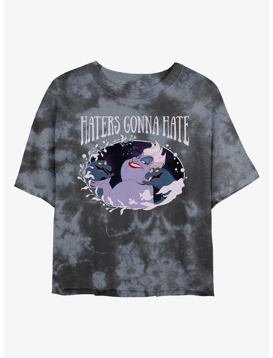 Disney The Little Mermaid Ursula Haters Womens Tie-Dye Crop T-Shirt, BLKCHAR, hi-res