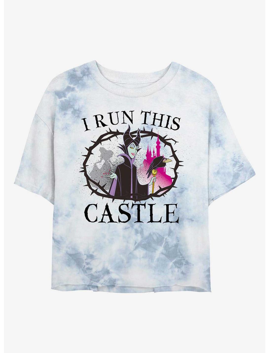 Disney Sleeping Beauty Maleficent I Run This Castle Womens Tie-Dye Crop T-Shirt, WHITEBLUE, hi-res