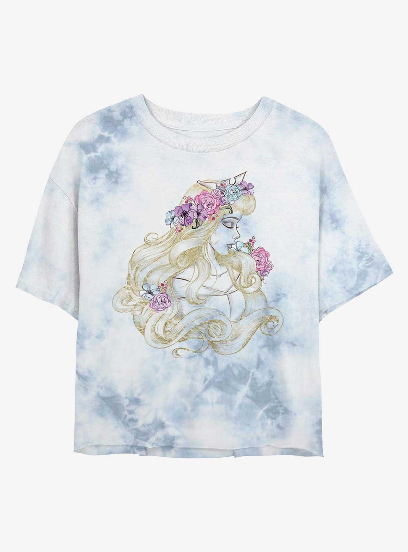 Disney Sleeping Beauty Outline Beauty Womens Tie-Dye Crop T-Shirt, , hi-res