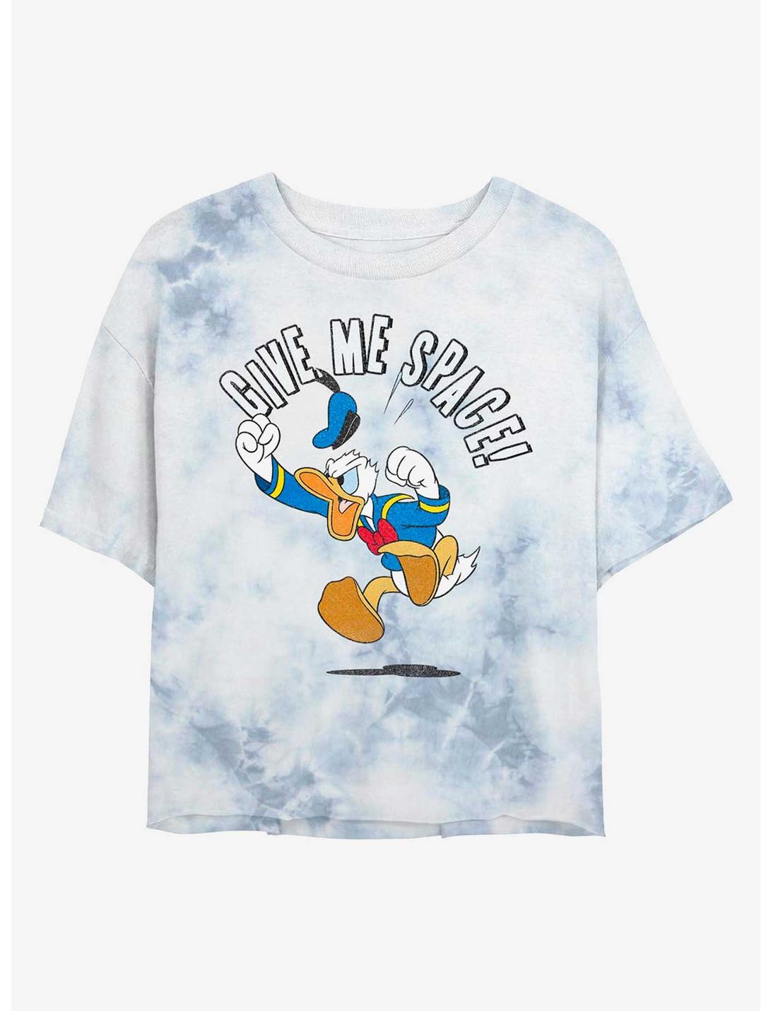 Disney Donald Duck Give Me Space Womens Tie-Dye Crop T-Shirt, WHITEBLUE, hi-res
