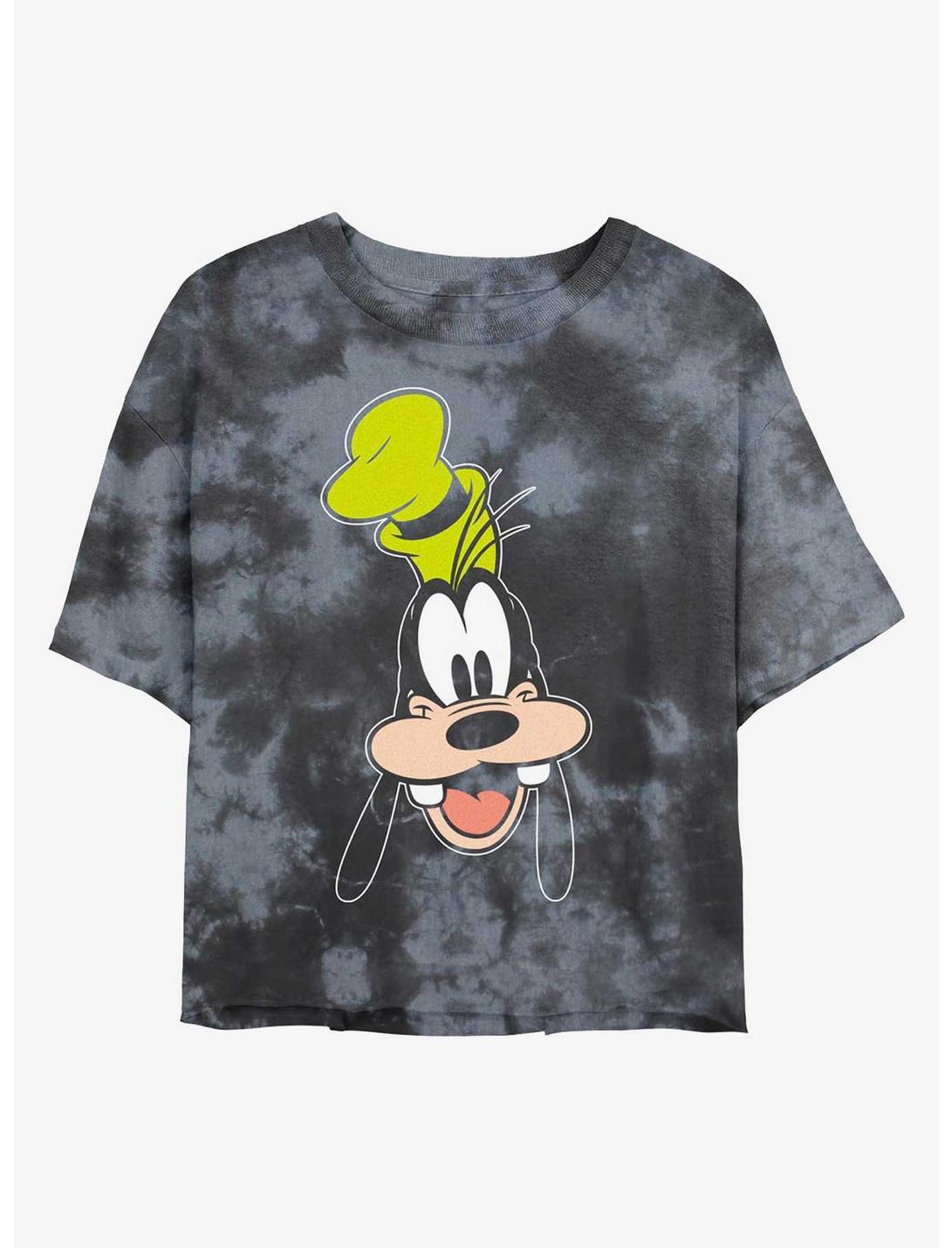 Disney Goofy Big Face Womens Tie-Dye Crop T-Shirt, BLKCHAR, hi-res