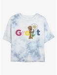 Marvel Guardians Of The Galaxy Groot Womens Tie-Dye Crop T-Shirt, WHITEBLUE, hi-res