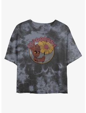 Marvel Guardians Of The Galaxy Outdoorsy Groot Womens Tie-Dye Crop T-Shirt, , hi-res