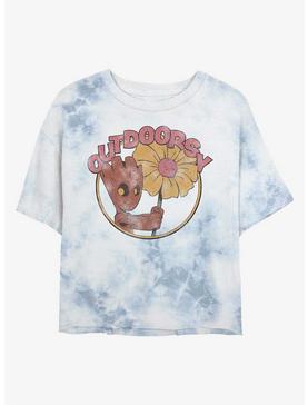 Plus Size Marvel Guardians Of The Galaxy Outdoorsy Groot Womens Tie-Dye Crop T-Shirt, , hi-res