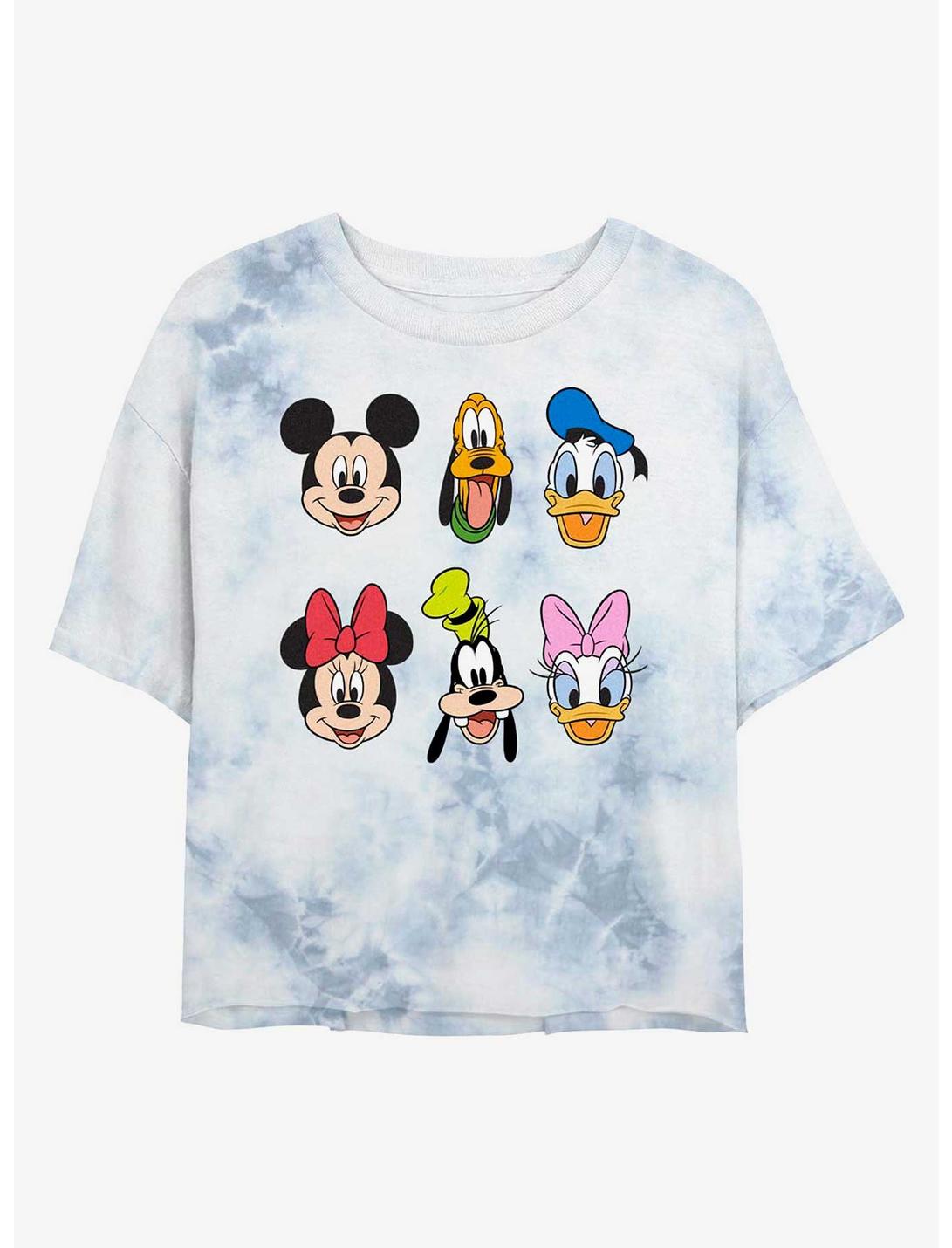 Disney Mickey Mouse And Friends Faces Womens Tie-Dye Crop T-Shirt, WHITEBLUE, hi-res