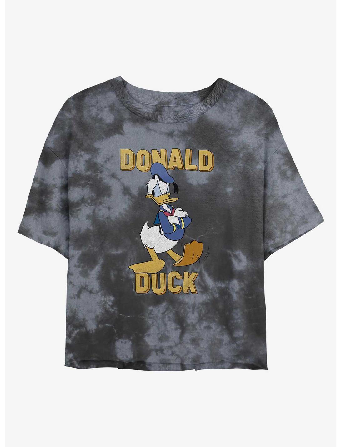 Disney Donald Duck Angry Womens Tie-Dye Crop T-Shirt, BLKCHAR, hi-res