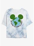 Disney Mickey Mouse Kind To Our Planet Womens Tie-Dye Crop T-Shirt, WHITEBLUE, hi-res