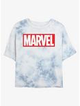 Marvel Logo Womens Tie-Dye Crop T-Shirt, WHITEBLUE, hi-res